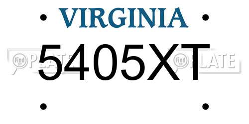 5405XT Virginia License Plate