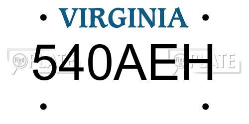 540AEH Virginia License Plate