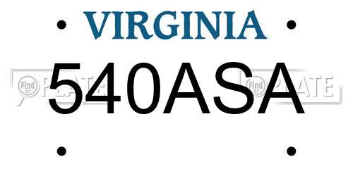 540ASA Virginia License Plate