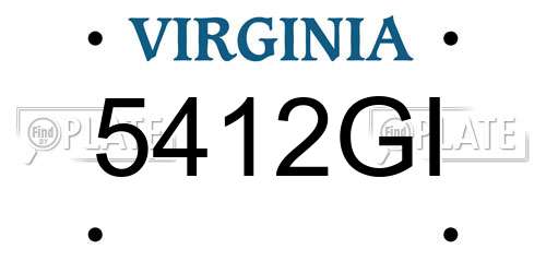 5412GI Virginia License Plate