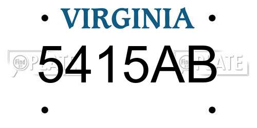 5415AB Virginia License Plate
