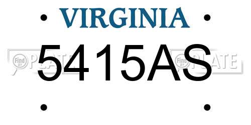 5415AS Virginia License Plate