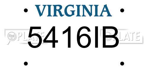 5416IB Virginia License Plate