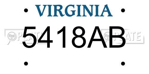 5418AB Virginia License Plate
