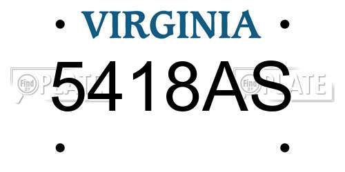 5418AS Virginia License Plate