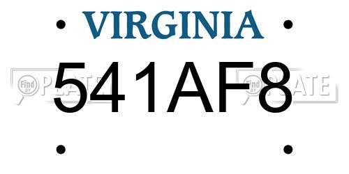 541AF8 Virginia License Plate