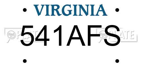 541AFS Virginia License Plate