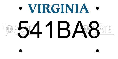 541BA8 Virginia License Plate