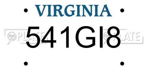 541GI8 Virginia License Plate