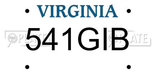 541GIB Virginia License Plate