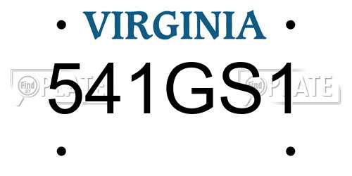 541GS1 Virginia License Plate