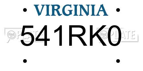541RK0 Virginia License Plate