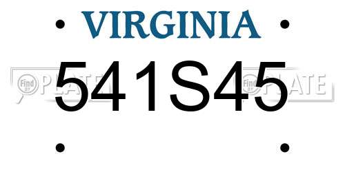 541S45 Virginia License Plate