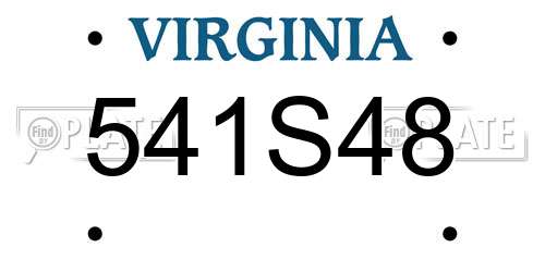 541S48 Virginia License Plate