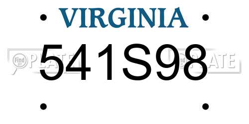 541S98 Virginia License Plate