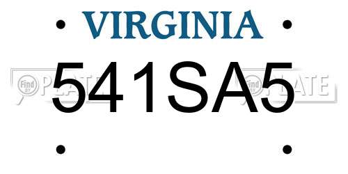 541SA5 Virginia License Plate