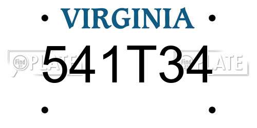 541T34 Virginia License Plate