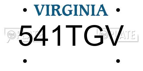 541TGV Virginia License Plate