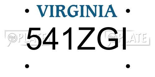 541ZGI Virginia License Plate