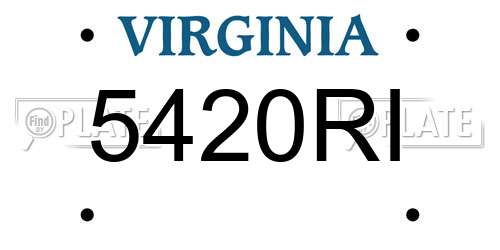 5420RI Virginia License Plate