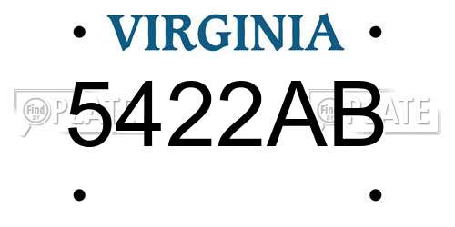 5422AB Virginia License Plate