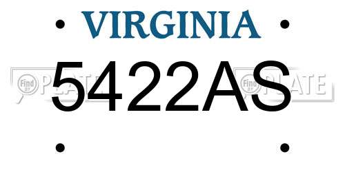 5422AS Virginia License Plate
