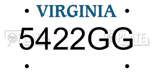 5422GG Virginia License Plate
