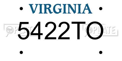 5422TO Virginia License Plate