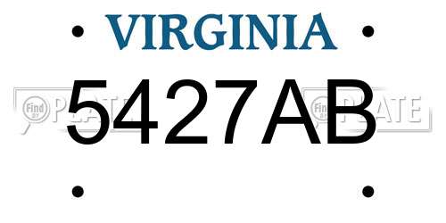 5427AB Virginia License Plate