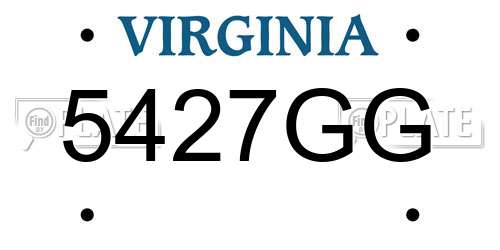 5427GG Virginia License Plate
