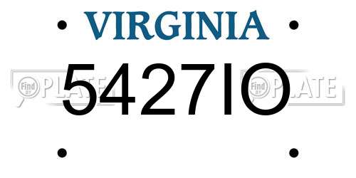 5427IO Virginia License Plate