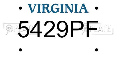 5429PF Virginia License Plate