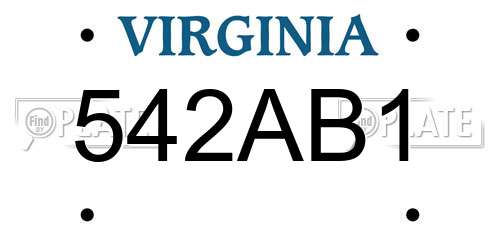 542AB1 Virginia License Plate