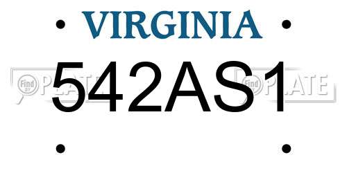 542AS1 Virginia License Plate