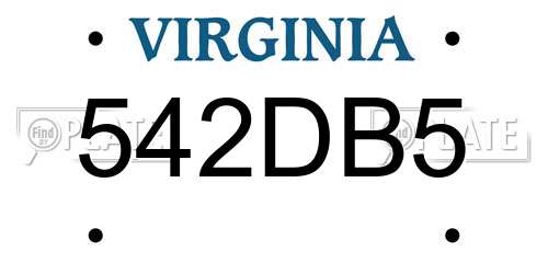 542DB5 Virginia License Plate