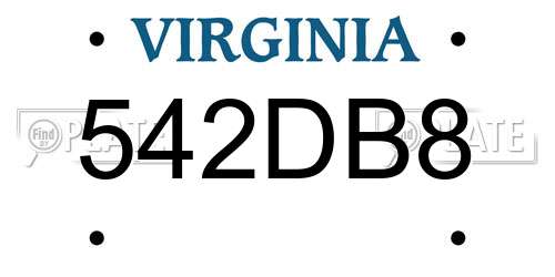 542DB8 Virginia License Plate