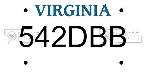 542DBB Virginia License Plate