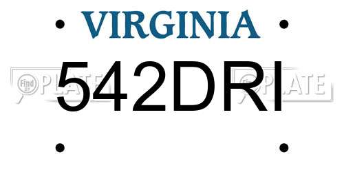 542DRI Virginia License Plate