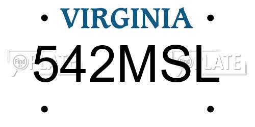542MSL Virginia License Plate