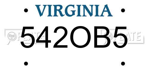 542OB5 Virginia License Plate