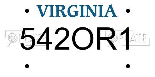 542OR1 Virginia License Plate