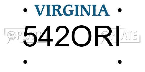 542ORI Virginia License Plate