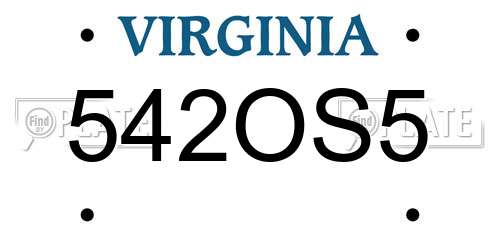 542OS5 Virginia License Plate