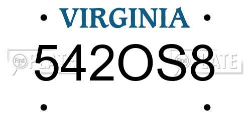 542OS8 Virginia License Plate