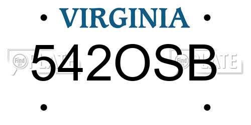 542OSB Virginia License Plate