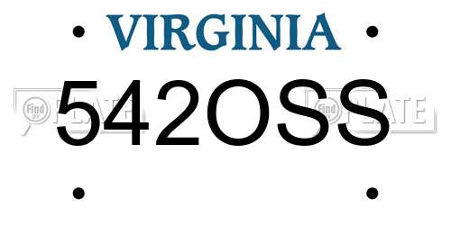 542OSS Virginia License Plate