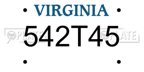 542T45 Virginia License Plate