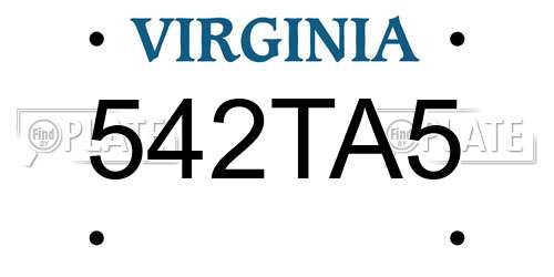 542TA5 Virginia License Plate