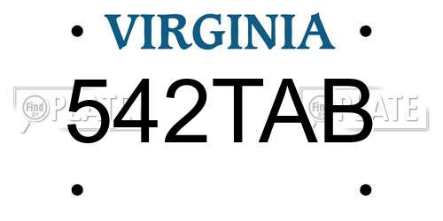 542TAB Virginia License Plate