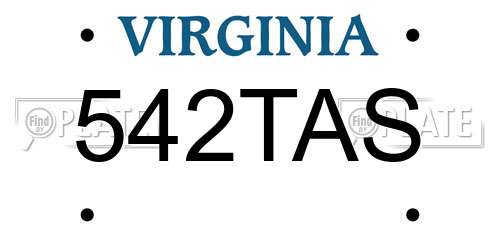 542TAS Virginia License Plate